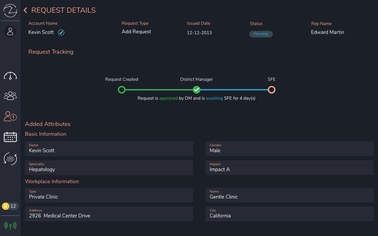 First-line manager HCP request approval workflows