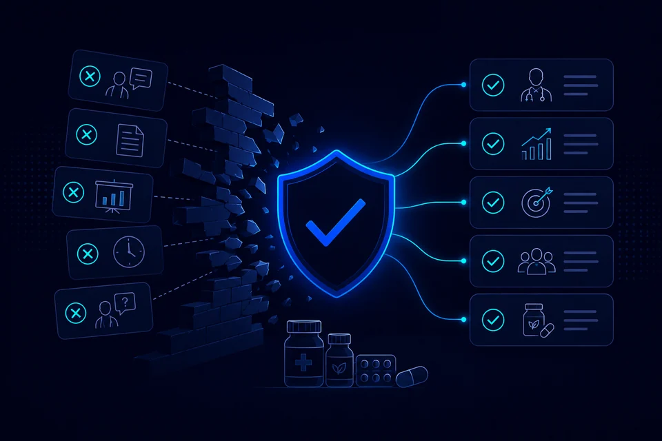Guide visual for pharma detailing workflows and Rx-Booster intelligence